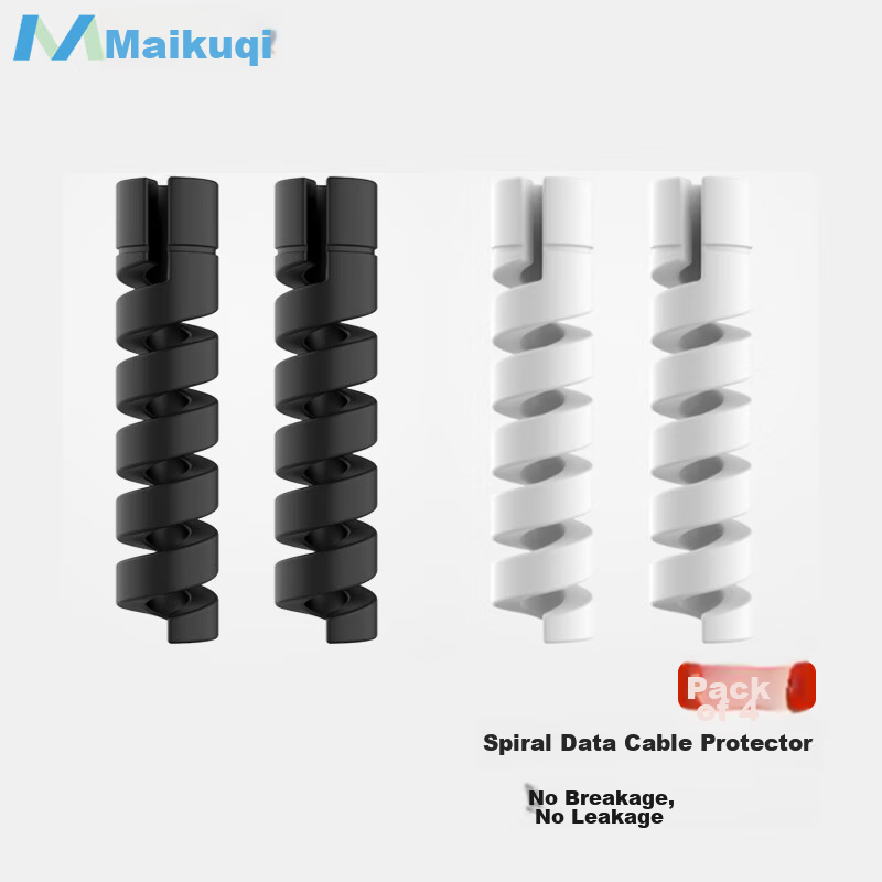 MAIKUQI Data Cable Protector for Apple, Huawei, Honor, Xiaomi, Vivo, Oppo Chargers - Gray + Black, Pack of 4