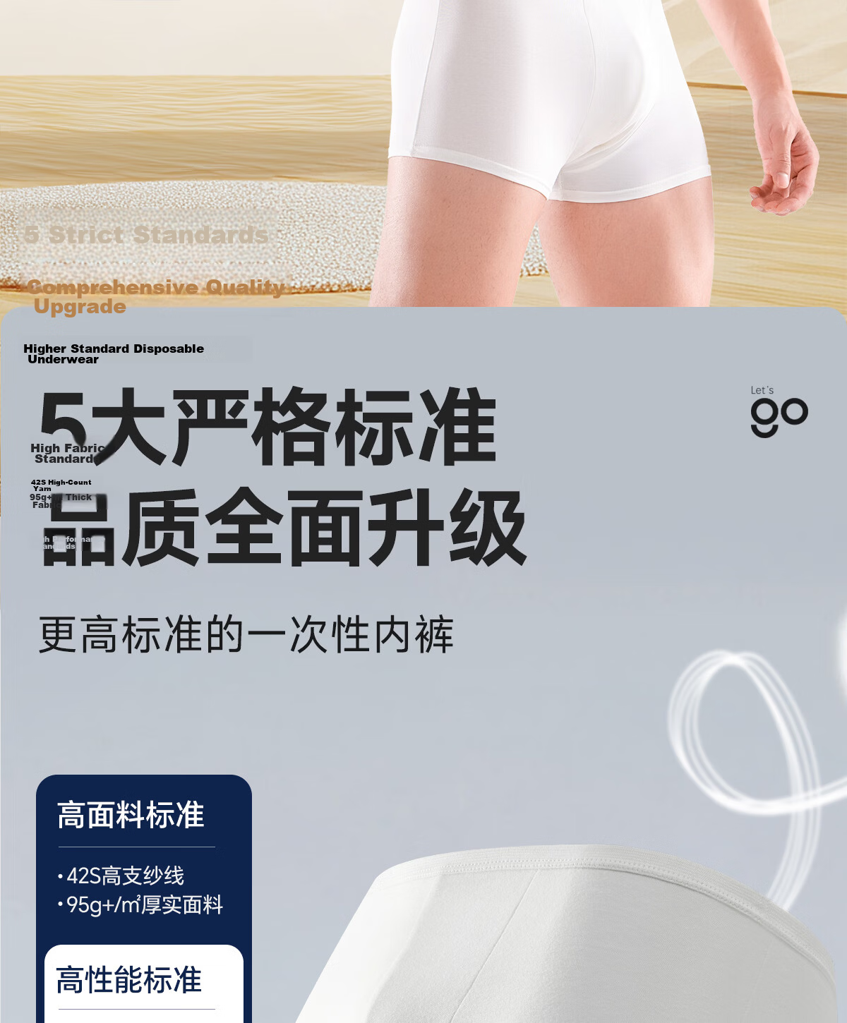 Freego Disposable Men's Cotton Boxer Briefs Travel Sterilized Portable Comfortable Plus Size 3-Pack White 2XL 2