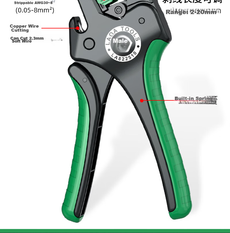 LAOA LA822510 Automatic Wire Stripper Pliers Multifunctional Quick Adjustable Wire Pulling and Cutting Pliers Made in Taiwan 11