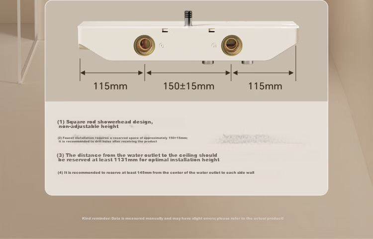 ARROW Pure World Shower Set Milk White Digital Display Square Rod Piano Key Handheld Pressurized Shower Head 38