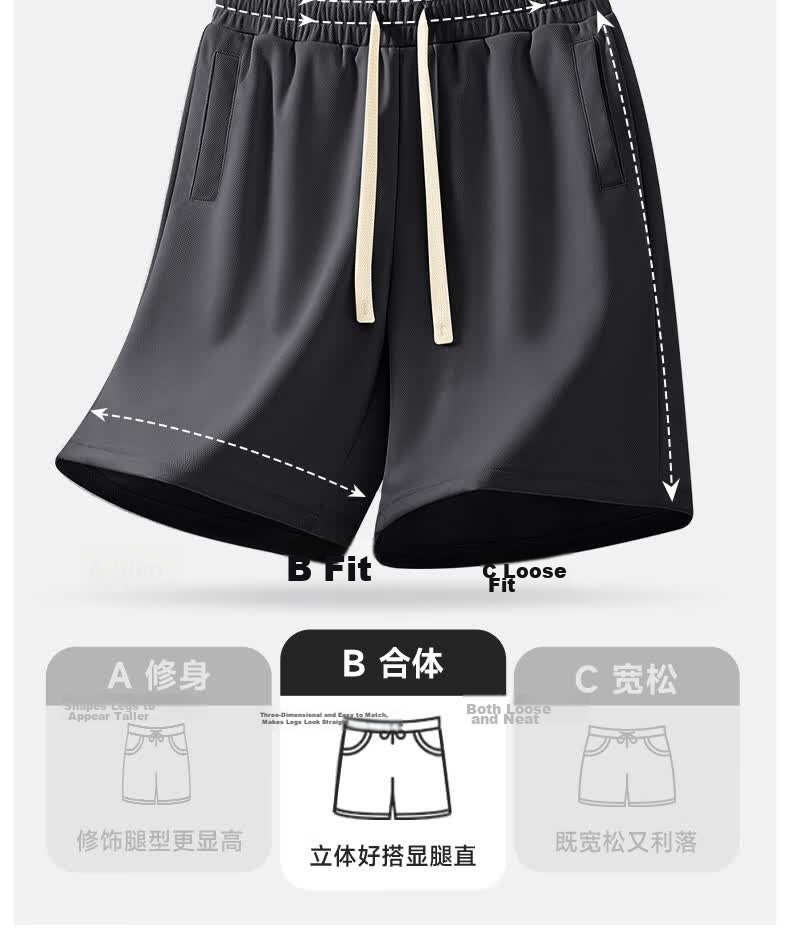 VANCL Men's Loose Breathable Summer Sports Shorts Large Size Heavyweight Casual Five-Point Pants Black L 6