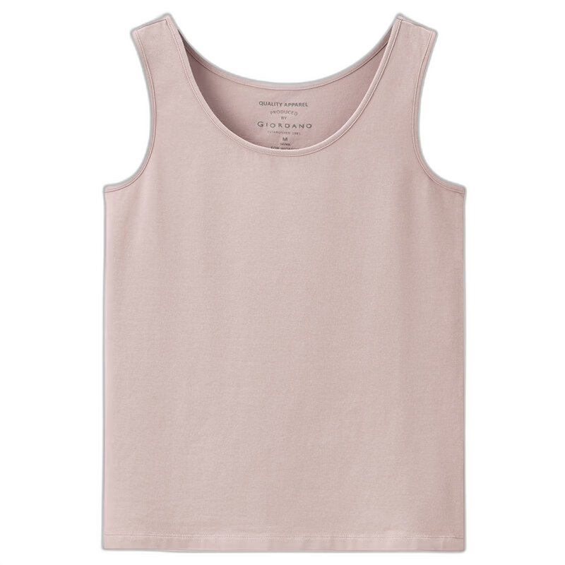 Giordano Sleeveless T-Shirt for Women, Basic Style, Knitted Elastic Cotton, Solid Color, Slim Fit, Round Neck Tank Top, 05323250