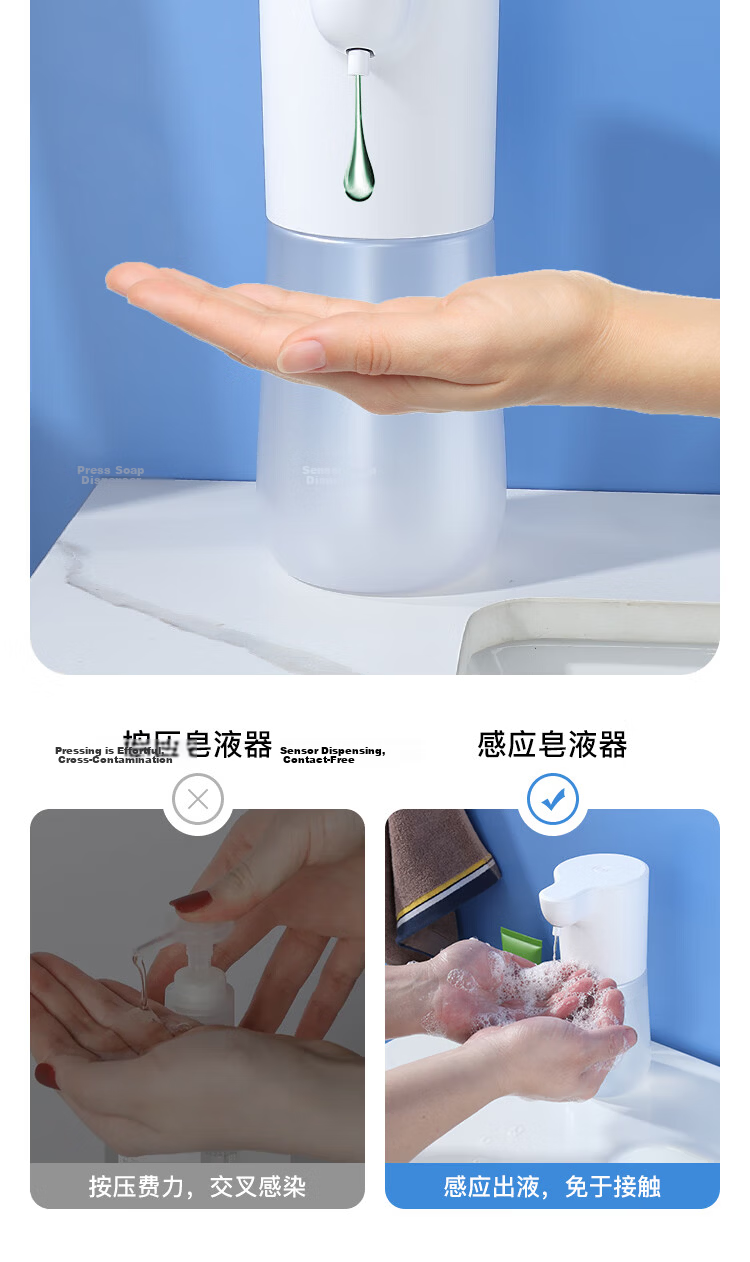 KEGOO Automatic Hand Sanitizer Dispenser with Sensor-Activated Liquid Output, Smart Drip Soap Dispenser with Refillable And Rechargeable Options K6009 6