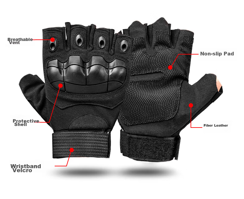 Move iron Tactical Half Finger Gloves Outdoor Combat Cycling Sports Hard Shell Protective Motorcycle Electric Vehicle Gloves Upgraded Version 3