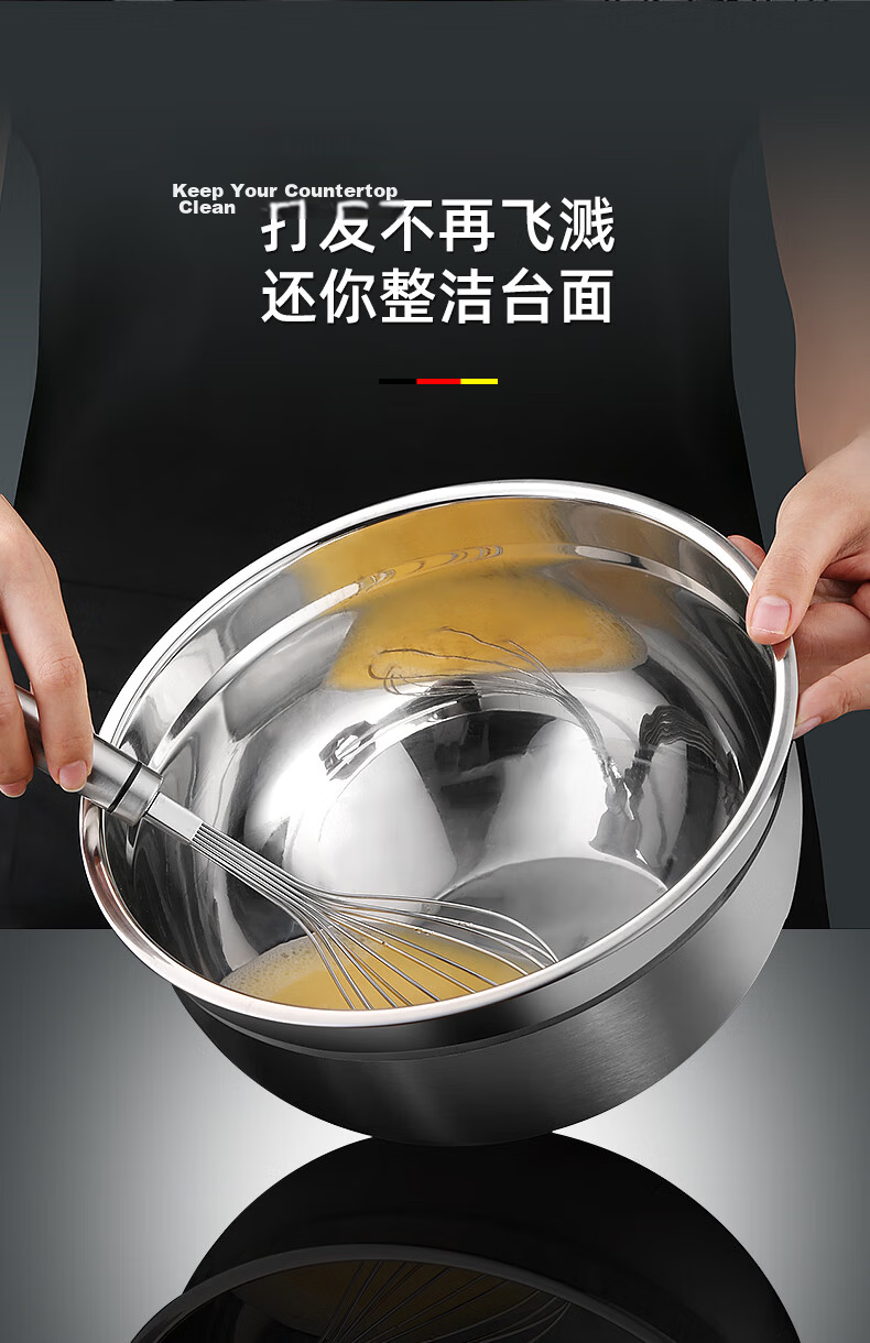 Newair Deep Splash-Proof Mixing Bowl, Baking Tool for Home Use, Dough Kneading Bowl, Cake Mixing Bowl, Cream Whipping Bowl, Stainless Steel 4