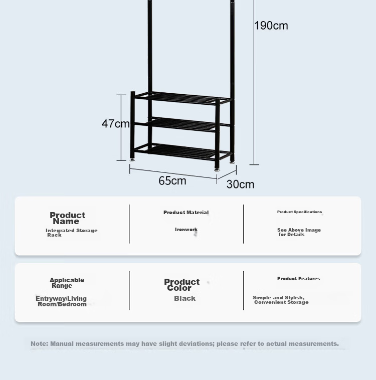 ANERYA Metal Floor Coat Rack Shoe Rack Modern Minimalist Iron Clothes Hanger Home Storage Rack 65 Black 16