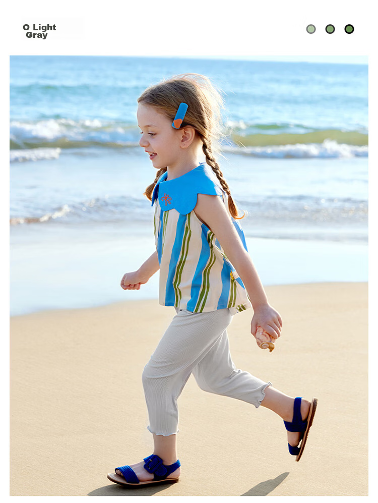 Betis Girls' Summer Thin Breathable Leggings Baby Girl Skirt Matching Anti-Mosquito Capri Pants 34