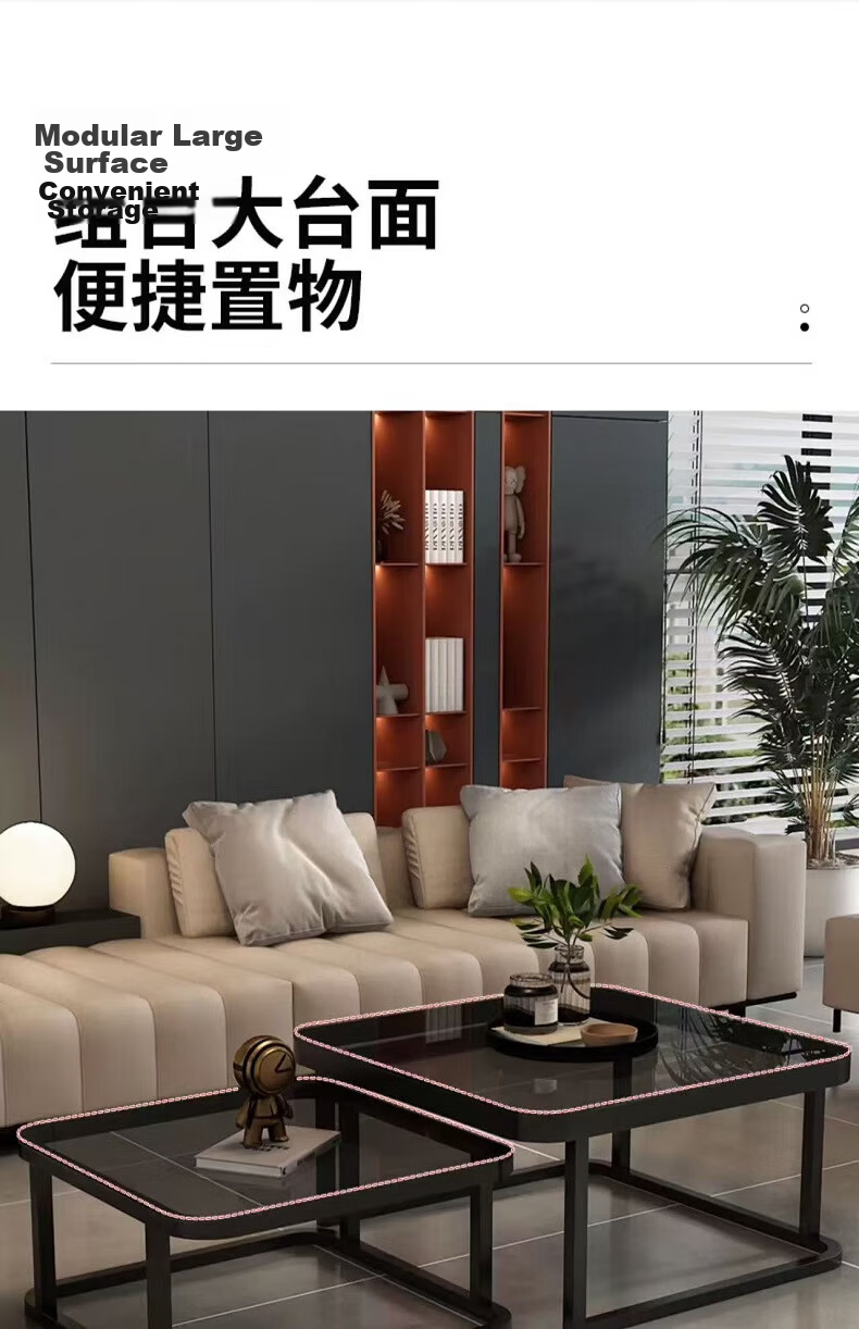 Gupujia Coffee Table for Living Room, Small Apartment, Modern Minimalist, Rock Slab, Light Luxury, Glass Round Table for Guests, Balcony Side Table 2