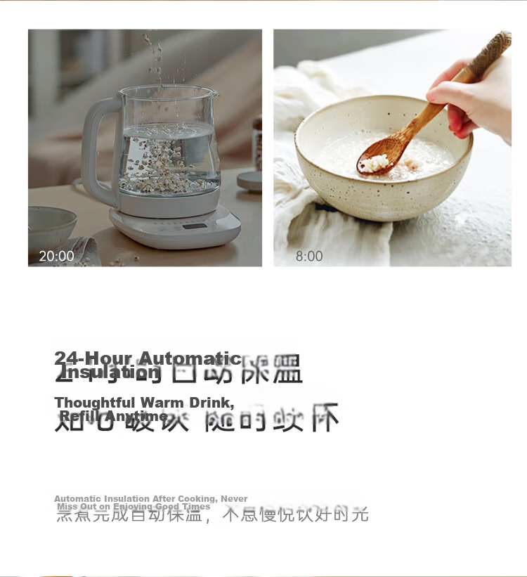 Bear 2L Large Capacity Multifunctional Health Pot Electric Tea Kettle Insulated Constant Temperature Water Boiler Titanium Material No Coating YSH-D20V8 9