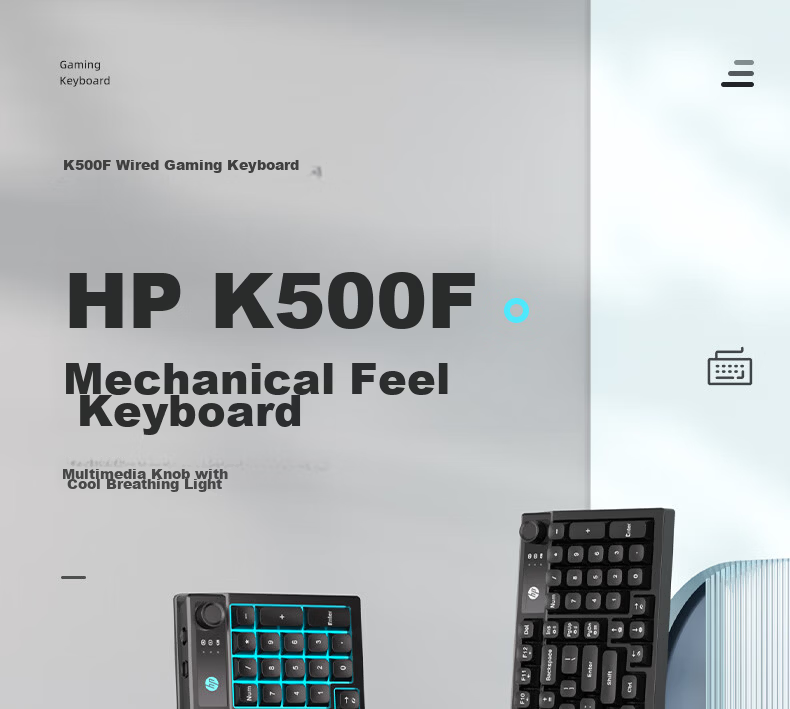 HP K500F Mechanical Feel Wired Keyboard, Quiet Multifunctional Knob Office Gaming Desktop Laptop Universal, Green And White 1