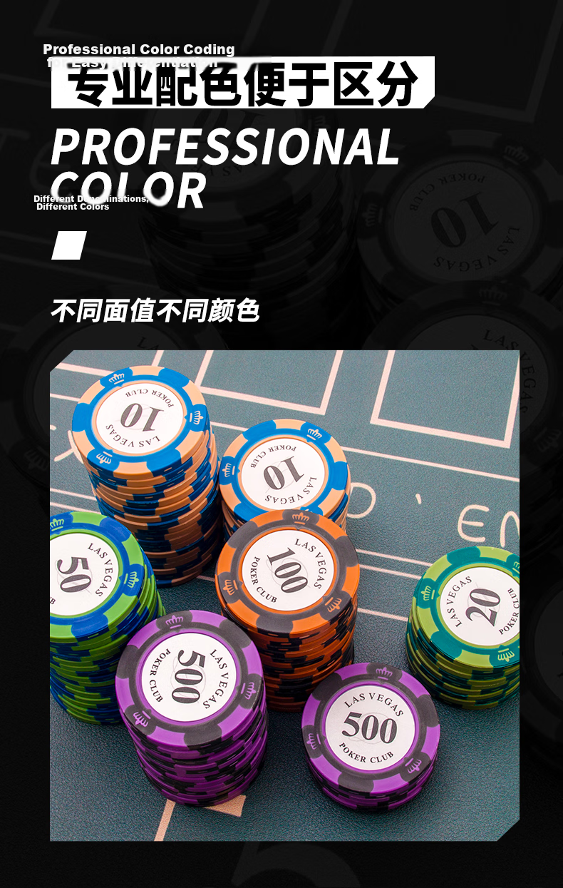 Huasheng 100 Face Value Clay Poker Chips, Texas Hold'em Mahjong Card Game Specialized Chips, Premium Chips, Points Coins H-029 6