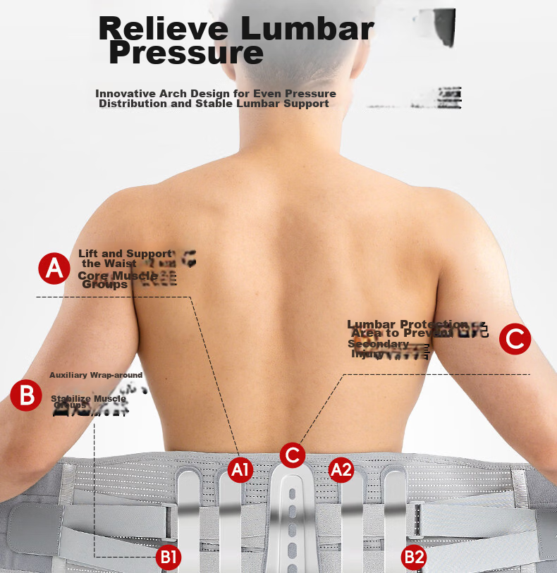 LI-NING Lumbar Support Belt Sports Waist Brace for Disc Herniation Lumbar Muscle Strain Steel Plate Support Fitness Waist Trainer Abdominal Binder Long Sitting Back Support 9