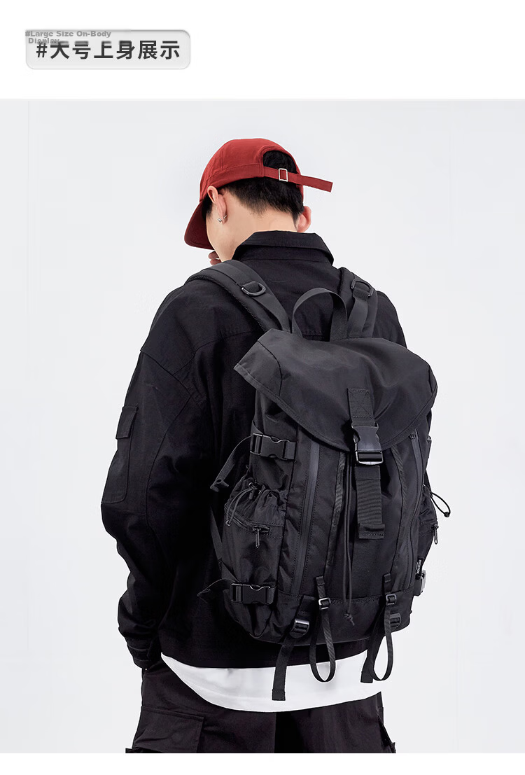 MYEDITION Trendy Backpack Outdoor Travel Water-Resistant Large Capacity Laptop Student School Bag Black Large 26