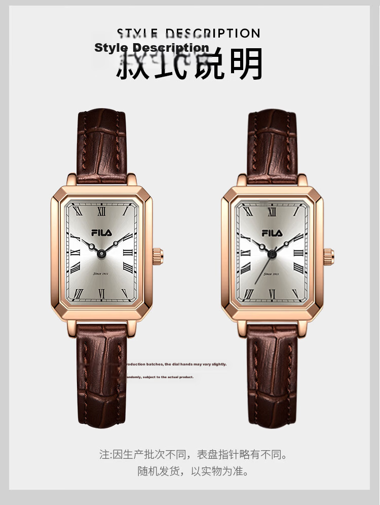 FILA Women's Classic Vintage Small Square Watch 6512-101 Birthday Gift for Girlfriend 11