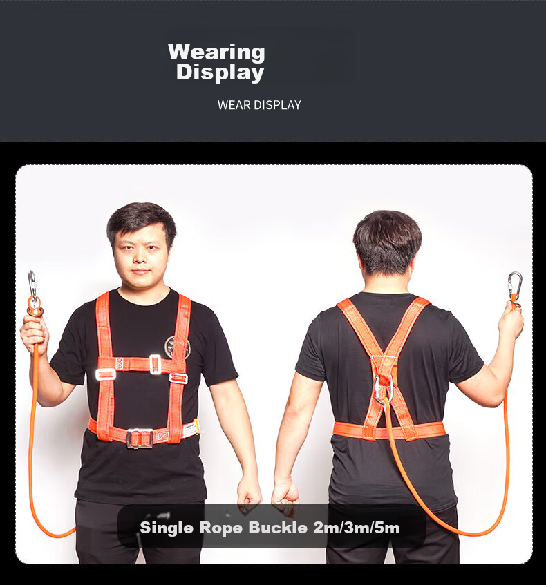 Kanle Safety Lanyard with Hook, High-Altitude Work Rope, Wear-Resistant Construction Site Safety Belt, Electrical Work Protection Strap 10
