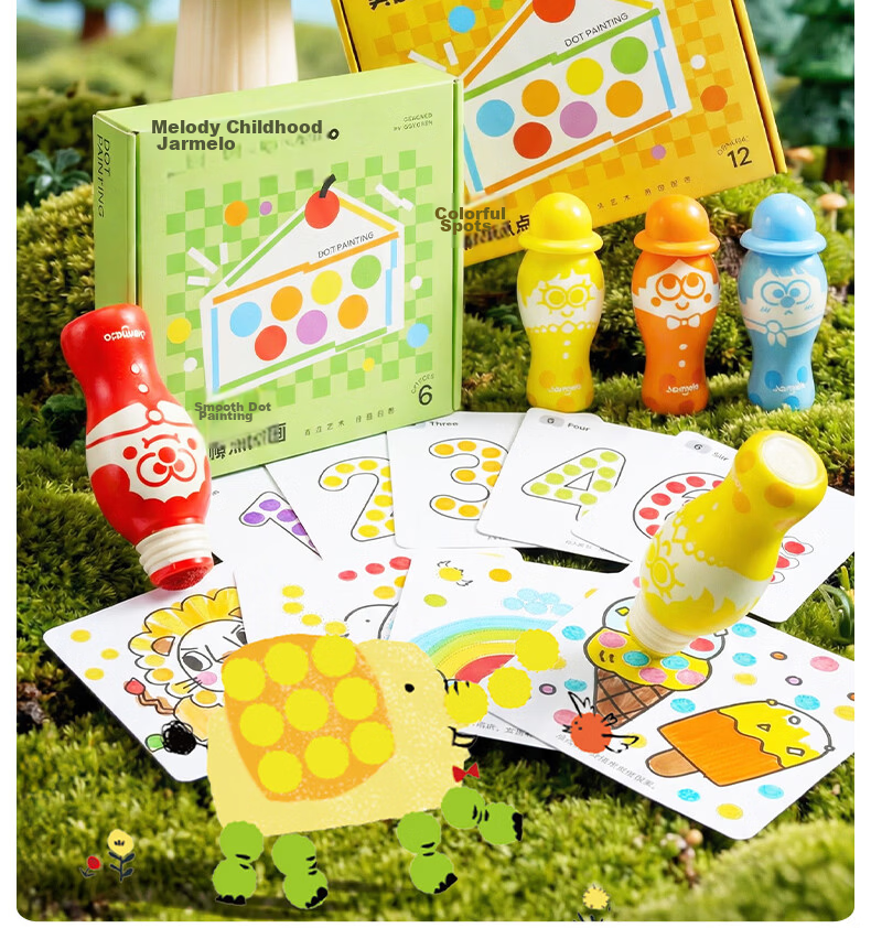 Melo Childhood Little Colorful Dot Pens Children's Early Education Baby Enlightenment Doodle Set Kindergarten Drawing Starter 6 Colors 2