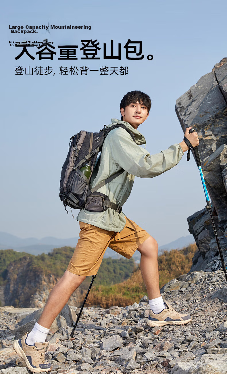 CAMEL Hiking Backpack Outdoor Travel Backpack Mountaineering Double Shoulder Backpack Hiking Backpack 2S04001 Black 3