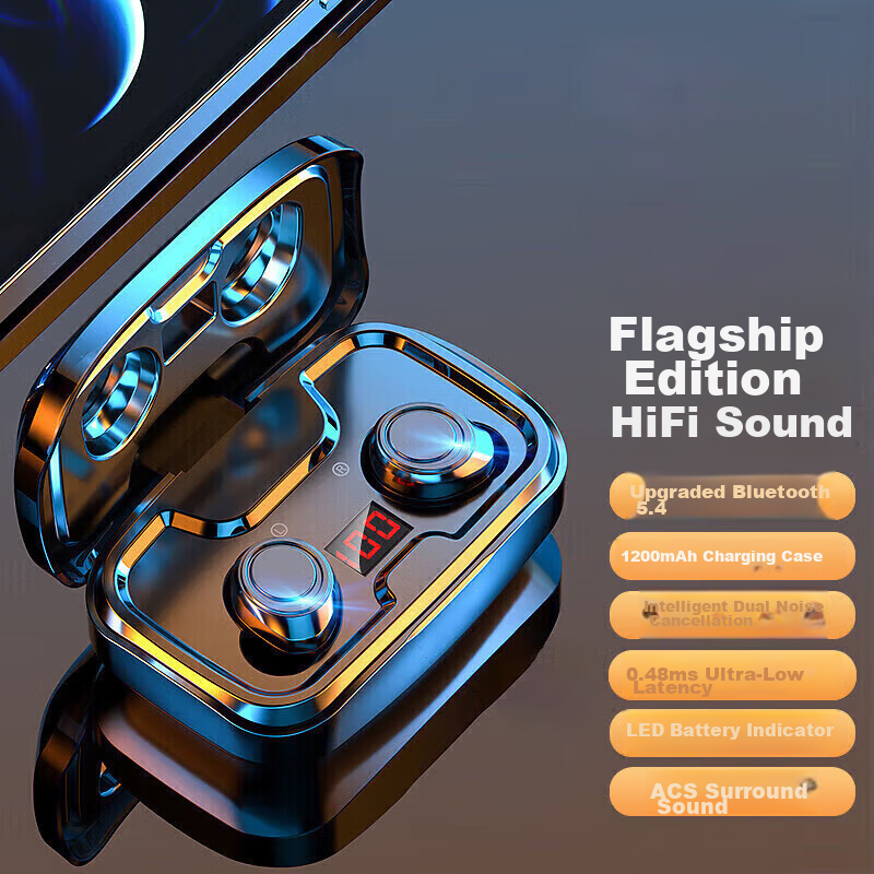 Chuangu Bluetooth Wireless Sports Running In-Ear Earphones Noise Cancelling Waterproof Invisible Mini Gaming Low Latency Long Battery Life High Sound Quality Compatible with Android