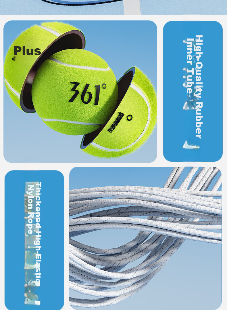361° Tennis Racket Unisex Beginner Professional Single Racket with Strings Self-Practice Rebound Training Set 13
