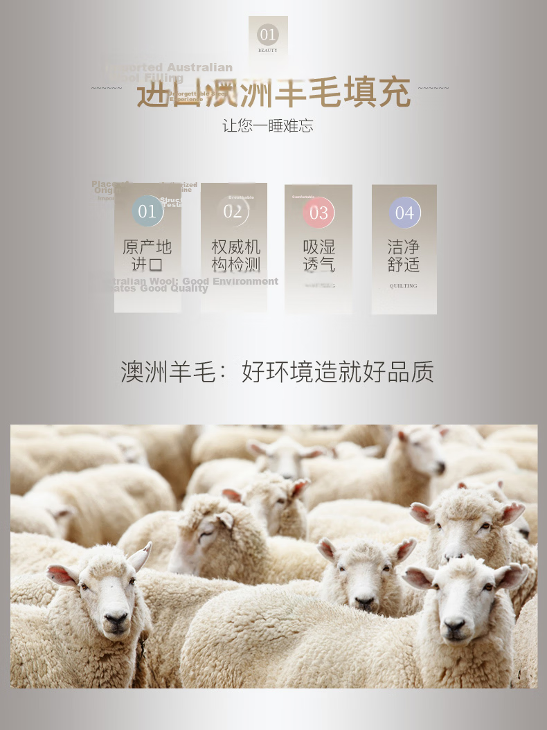 FUANNA Class A Australian Wool Comforter, 100% Pure Wool Duvet, All-Season Double Bed Quilt, Approximately 5.6 Jin (2.8 Kg), 203*229cm 4