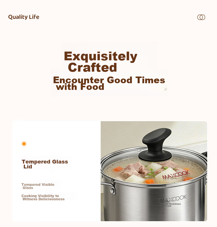 MAXCOOK Soup Pot Steamer, 304 Stainless Steel Double-Layer Soup Pot, Steamer Insert, Steaming Rack, Stew Pot, 22cm MCT1243 13