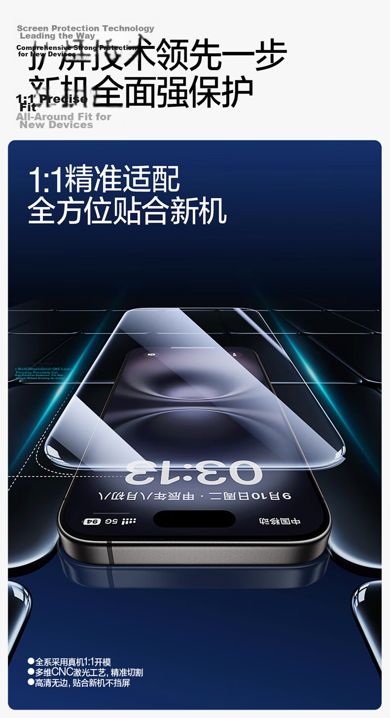 Shanmo Tempered Glass Screen Protector for iPhone 16/15, Clear, Anti-Fingerprint, Explosion-Proof, Drop-Resistant, Non-Full Coverage 4