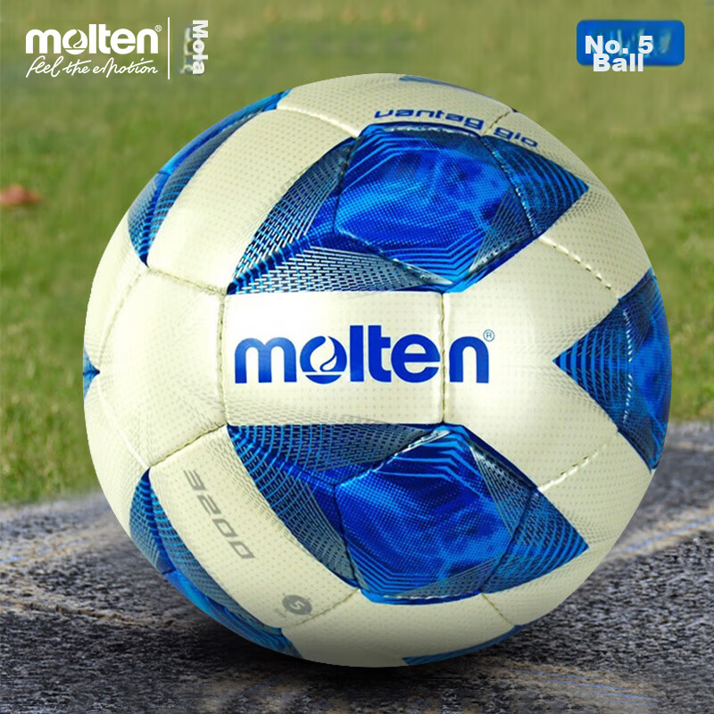 Moteng Soccer Ball Size 5 Adult Match Training Hand-Sewn Football F5A3200-WY White Yellow