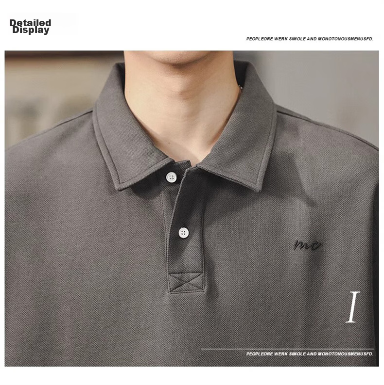 Jeanswest American Vintage Polo Shirt Men Summer Simple Heavyweight Loose Fit Plus Size Short Sleeve Top 6