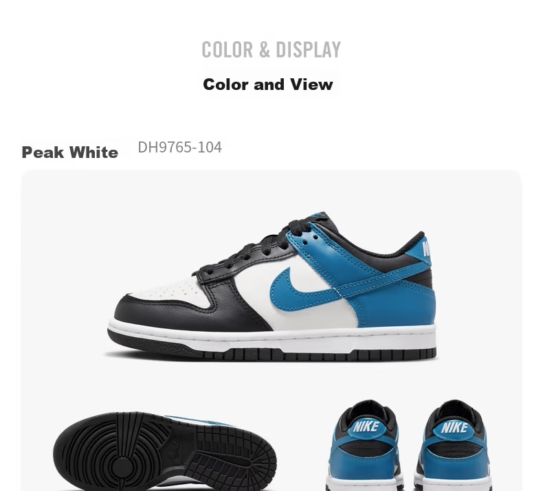 NIKE DUNK LOW(GS), Children's Sports Shoes, Women's Shoes, Spring And Summer, Black And White Panda, CW1590-100, Size 38.5 21
