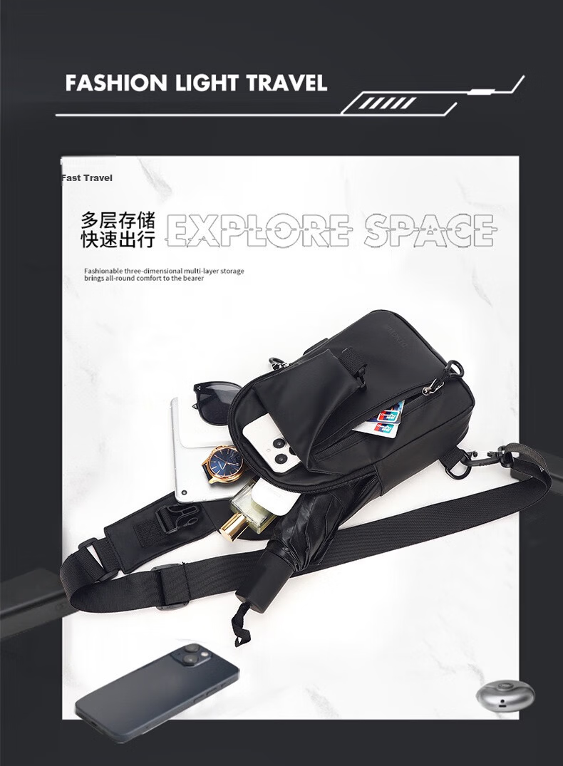 JEVI Men's Minimalist Chest Bag Single Shoulder Crossbody Casual Small Backpack Trendy Summer Valentine's Day Gift 10
