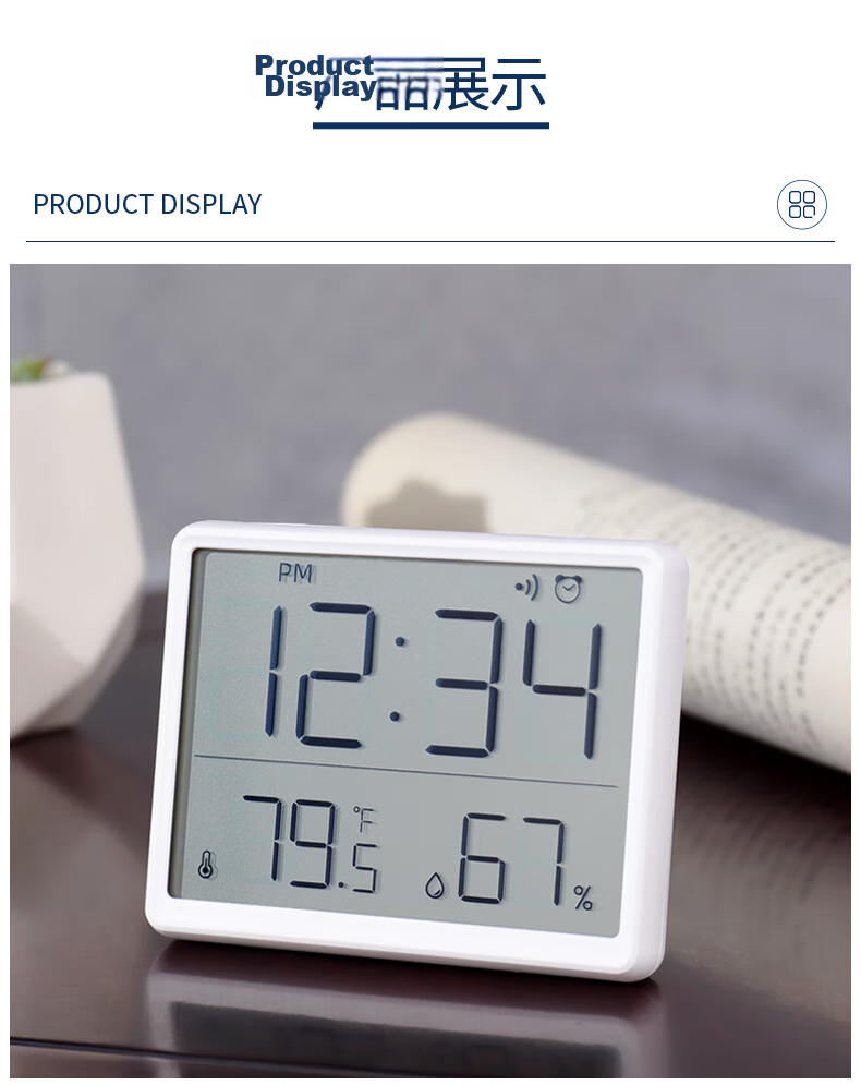 Hense Indoor Temperature and Humidity Clock Alarm Kitchen Clock Refrigerator Magnet Electronic Clock Desktop Clock Electronic Watch Wall Clock Table Clock HA8218 White Back to School Season 15