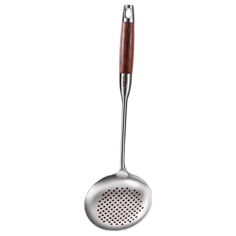 Aishida Strainer with 316 Stainless Steel Handle, Rosewood, Thickened, for Wok And Stainless Steel Pots, Uncoated Pot Strainer