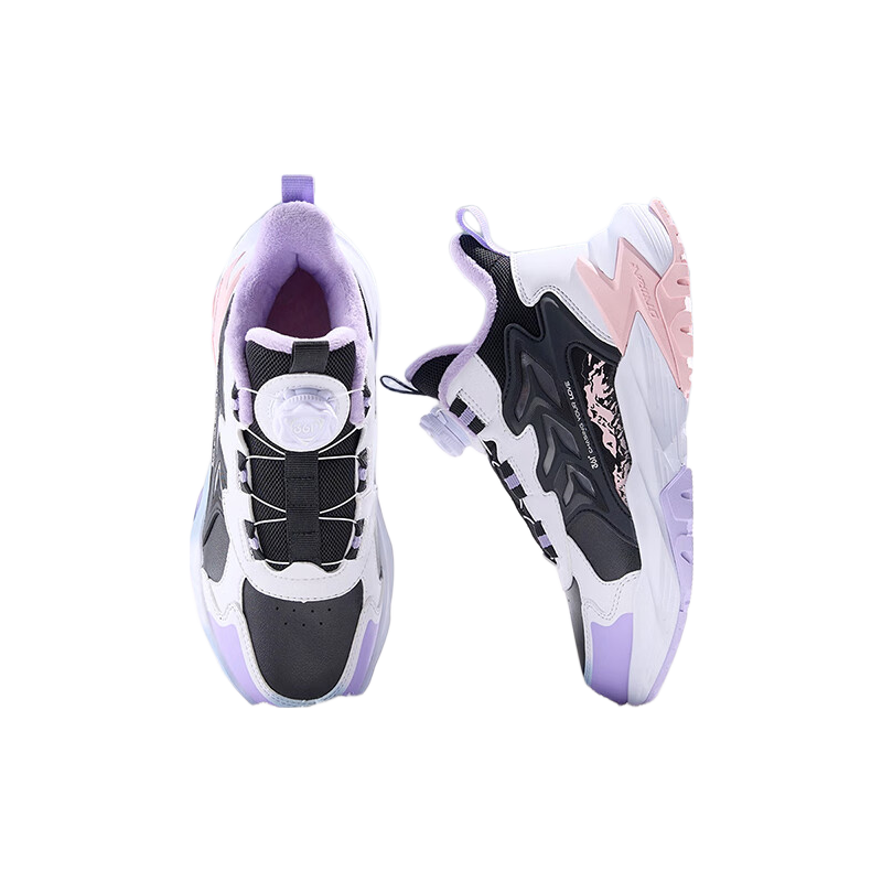 361° Kids Winter Cotton Shoes 25, Boys and Girls, Mid to Big Children, Fleece Lined, Warm, Durable, Non-Slip, Knob Sports Running Shoes, Black 33