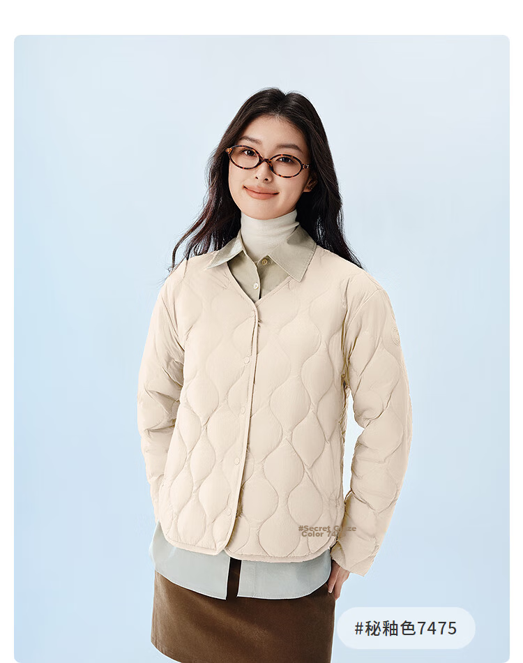 Bosideng Women's Spring and Autumn 90% Down Lightweight V-Neck Slim Short Casual Jacket Gift Mall Same Style 33
