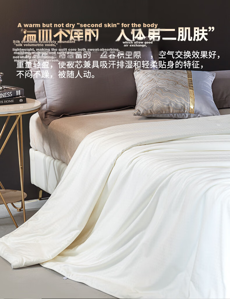 Wuyinliangpin Silk Quilt, Class A 100% Medium-Length Silk, Summer Cooling Comforter, Thin Summer Quilt, 220*240cm, Approximately 4.2 Ji 4