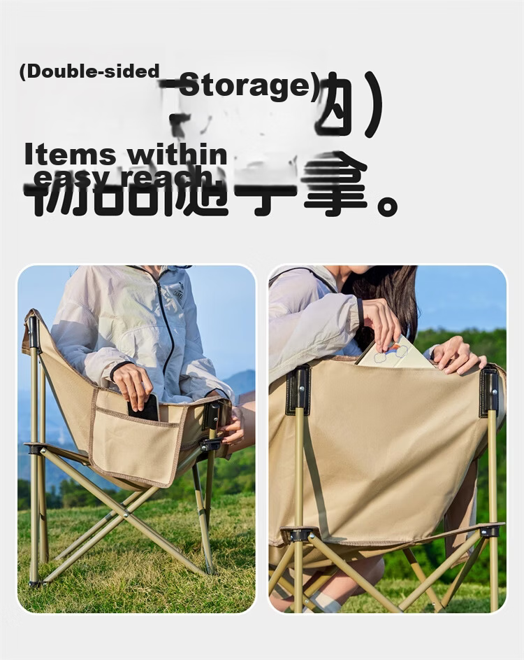 CAMEL Outdoor Camping Chair Fishing Stool Beach Recliner Moon Chair with Armrest Folding Stool 174CJ43642A 17