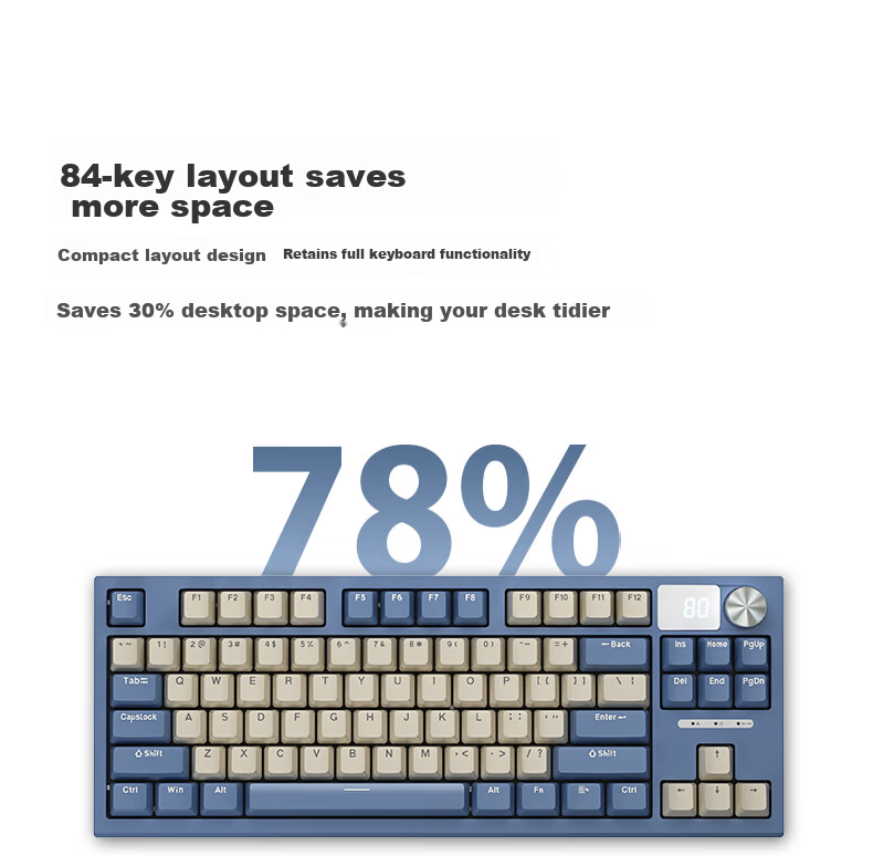 Langtu LT84 Wired Mechanical Keyboard Gaming E-sports 84-Key Computer Office Tablet Keyboard Hot-Swappable Switches Milk White Gray Crystal Cloud Switch 21
