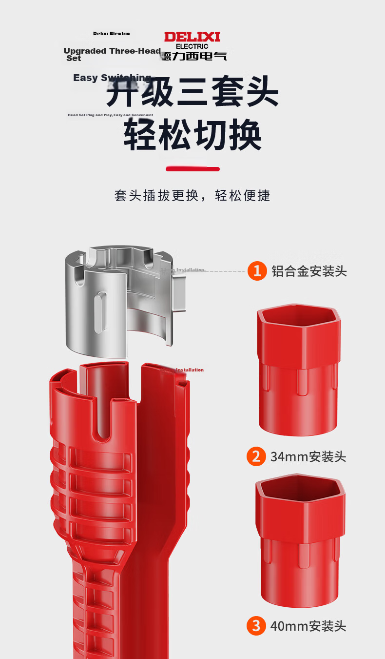 Delixi Sink Wrench 8-in-1 Multifunctional Faucet and Pipe Loosening Installation Tool for Bathroom 9