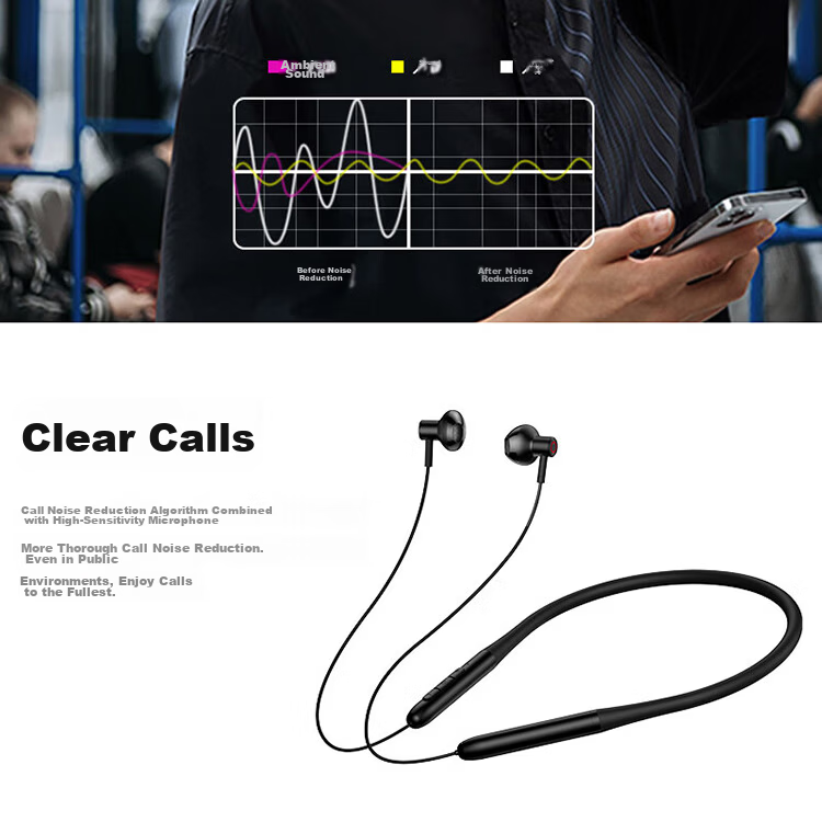 BASEUS P1 Neckband Bluetooth Earphones, Long Battery Life, Gaming And Music Headphones for Running, Wireless Noise-Cancelling Earphones Compatible with Apple, Huawei, Vivo Phones, Gift Idea 13