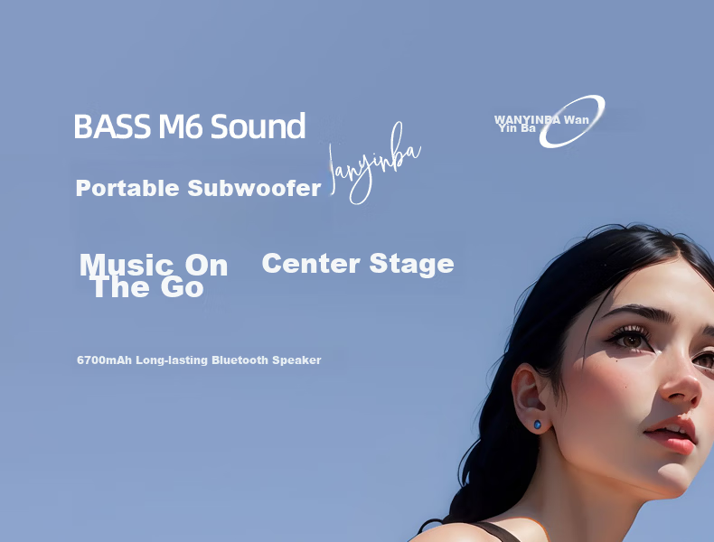 WANYINBA M6 Bluetooth Speaker, 30W Power, High Volume, Outdoor Portable Waterproof Small Speaker, Car-Mounted Cycling, High-Quality Sound, Ultra-Heavy Bass, Blue Flagship Versio 1