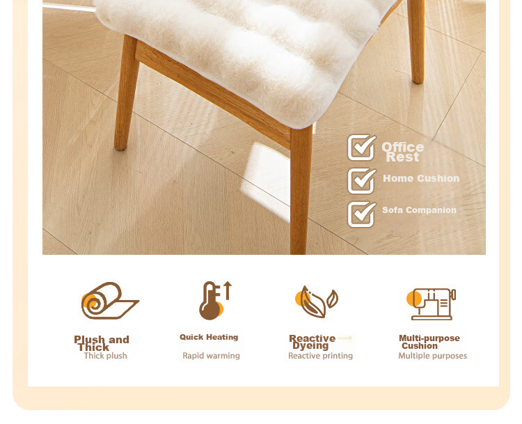 AVIVI Plush Office Chair Cushion Seat Pad Winter Student Floor Cushion 45x45 Cream White 6
