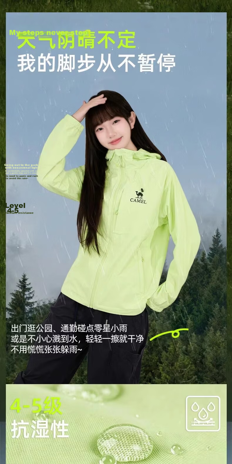 CAMEL [Dilraba Dilmurat Style] Outdoor Softshell Jacket 2026 Spring Summer Casual Hooded Couple Commuter Water-Repellent Coat 6