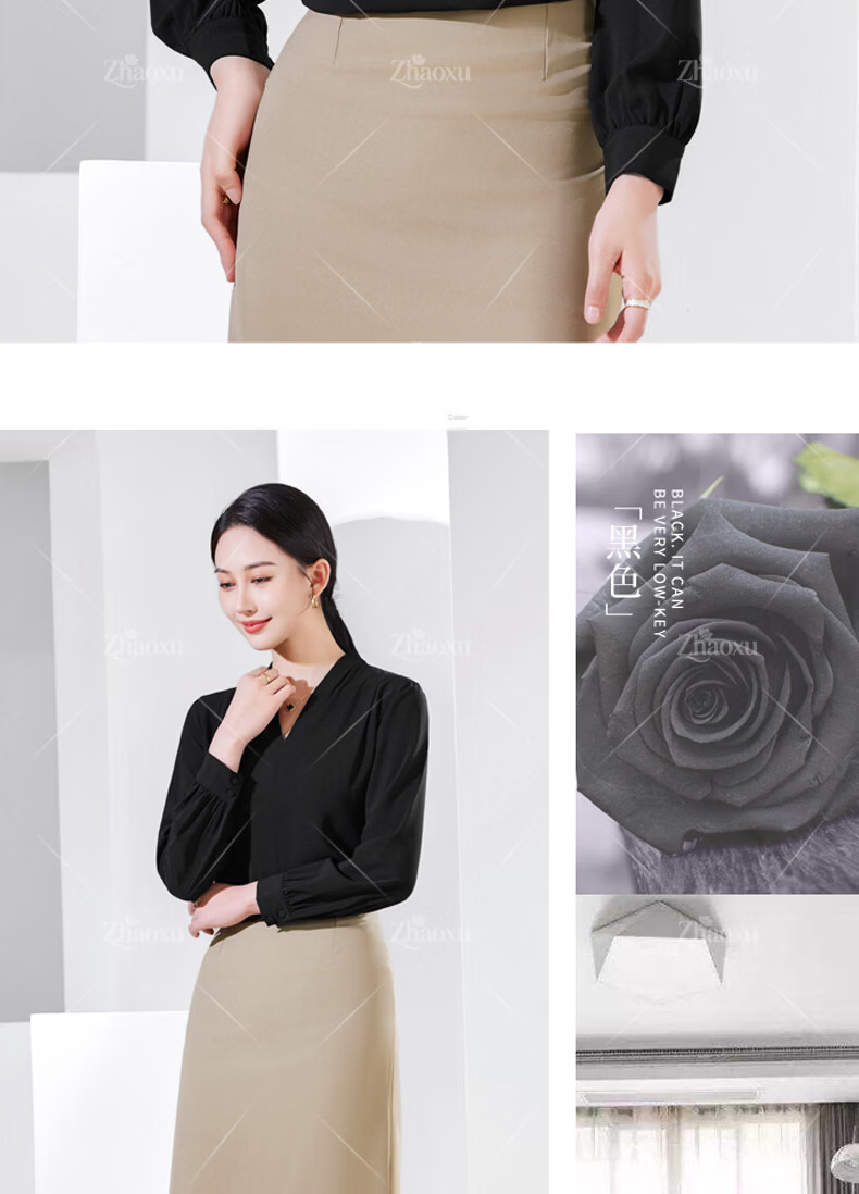 Chaoxu Women's Business Shirt Professional Formal White Long Sleeve Slim Fit Wrinkle-Free Commuter Workwear Interview Blouse Top 15