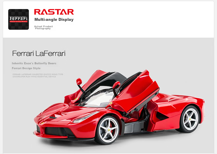 Rastar Remote Control Car Model, Children's Toy Car, USB Charging Ferrari FXXK, 1:14 Scale Red 79260, New Year Gift 4