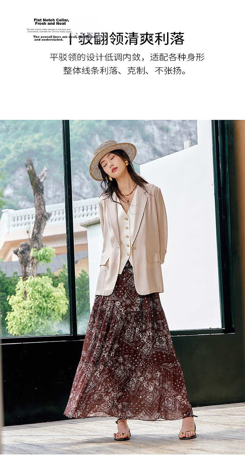 Yixiang Liying Lightweight Linen Blazer 2026 Summer New Loose Draped Short Jacket Beige 160/84A/M 7