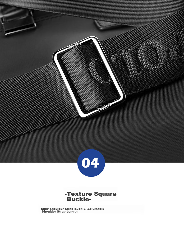 POLO Briefcase, Men's Casual Business Bag, Handbag, Large Capacity Office Bag, 14-Inch Laptop Bag, Document Bag, Black 14
