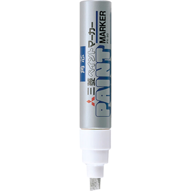Uni Mitsubishi [Back to School Season] PX-30 Wide Tip Oil-Based Paint Marker Pen, Chisel Tip, Bold Oil Paint Pen (Suitable for Car Touch-Up) 4.0-8.5mm Silver Single Pack