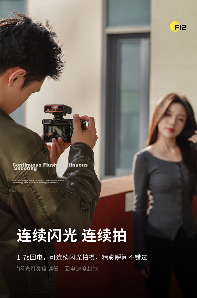 Ulanzi F12 Mini Hot Shoe Flash Softbox Kit, Sony External Flash, Pocket Light, Photography Fill Light, Universal Lithium Battery, Canon Hot Shoe Light 8