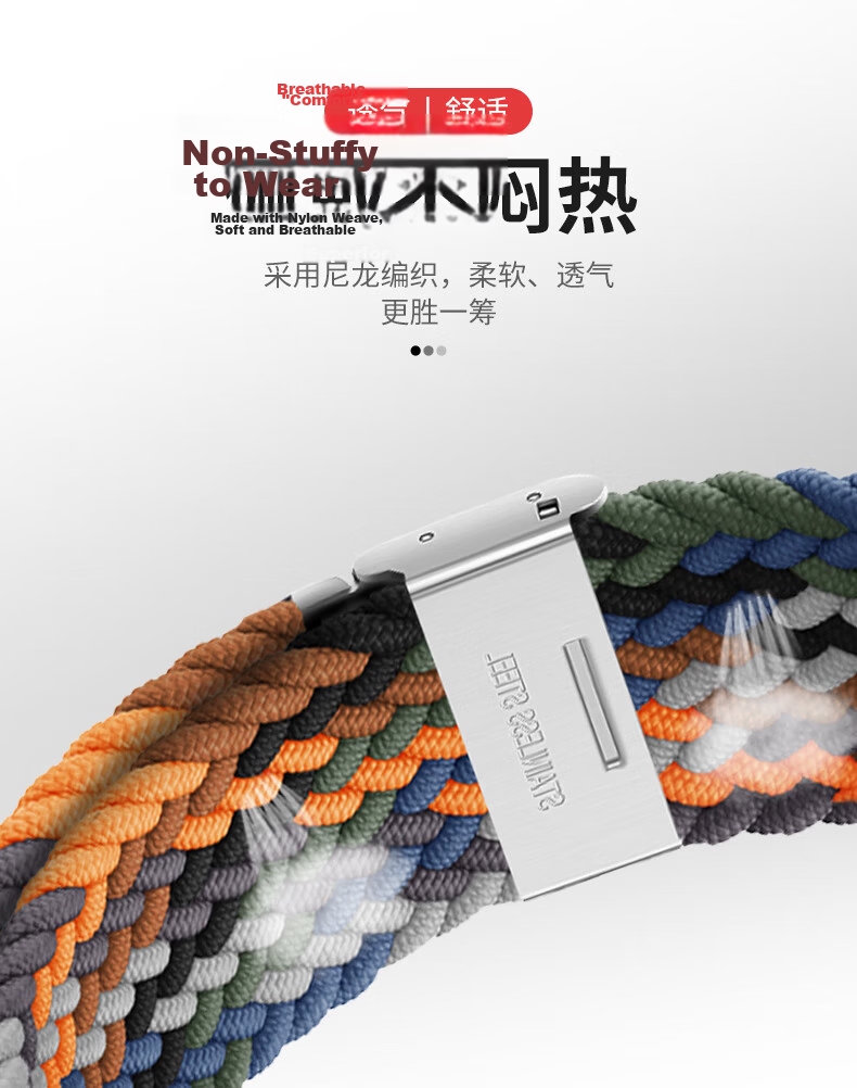 BHO Nylon Braided Loop Watch Strap Compatible with Huawei Watch GT7 Pro/GT6/GT5/GT4/GT3/Watch6/Watch5/4Pro/3/2/Honor Magic2 Smartwatch 7