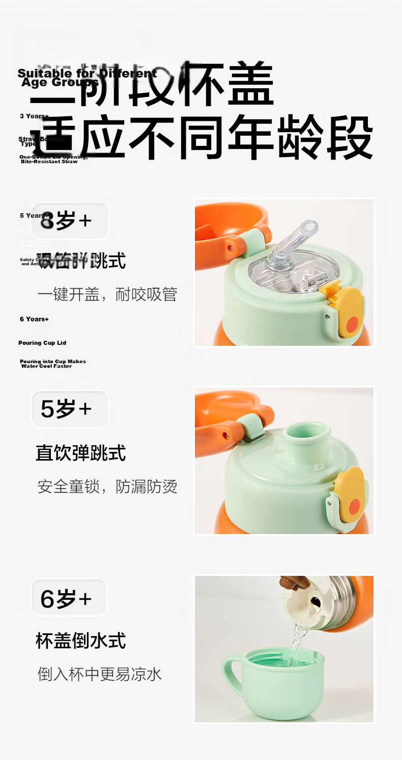 Lock&Lock Children's Day Kindergarten Water Bottle 3-6 Years Direct Drinking Straw Cup Student School Drinking Bottle 500ml 2